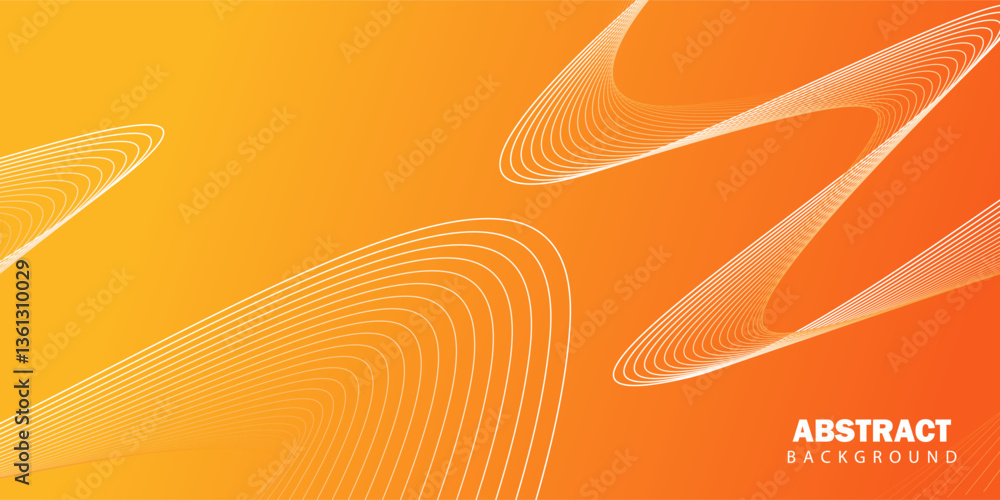 Poster abstract glowing wave lines on orange background. dynamic wave pattern. modern flowing wavy lines. f
