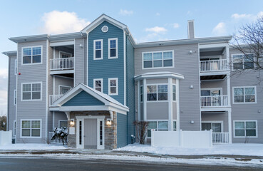 apartment community residential area after snow storm