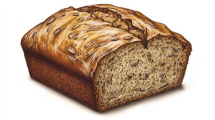 Freshly Baked Oatmeal Bread Loaf with Golden Crust and Soft Interior, Perfect for Breakfast and Baking Inspiration