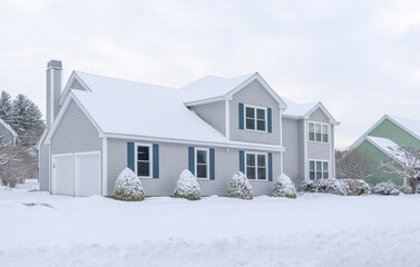Winter house after snow storm  