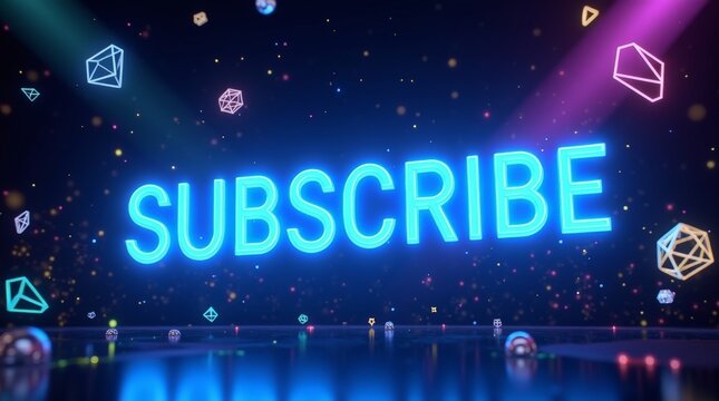 Illuminated 'Subscribe' Text in a Dynamic and Futuristic Digital Aesthetic