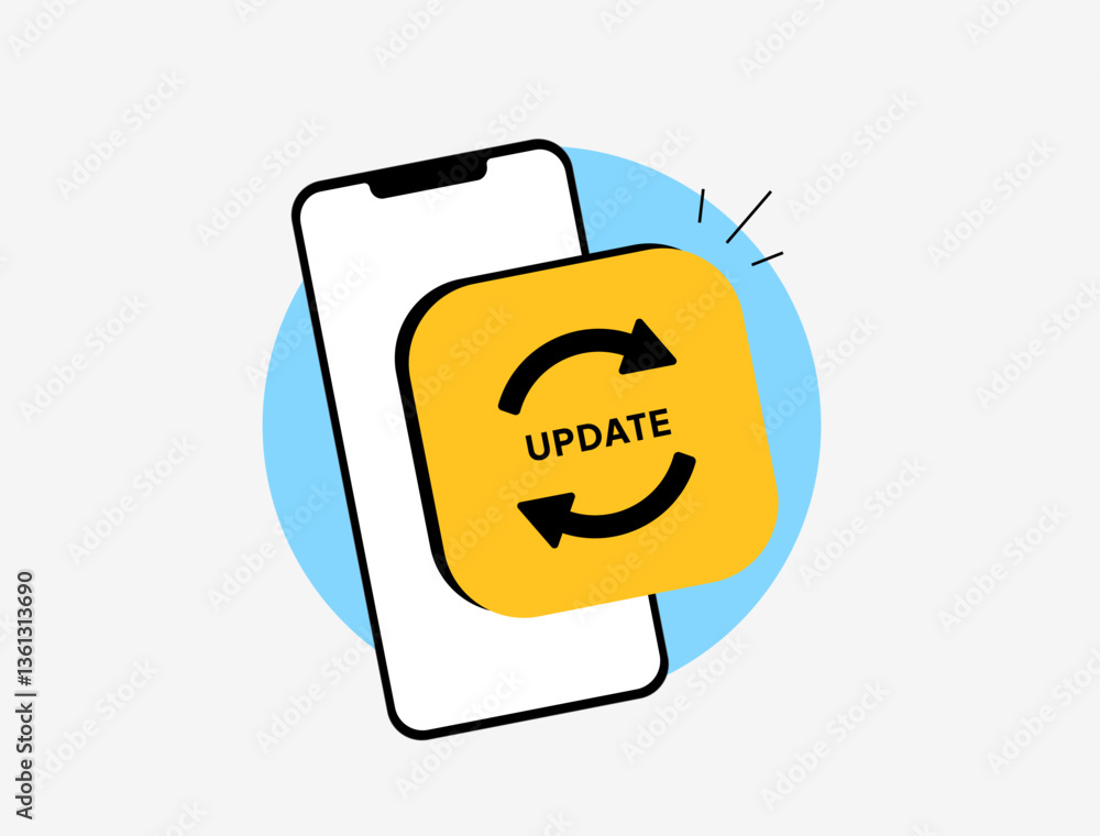  app update and in-app updates concept with software upgrade, system optimization, mobile application