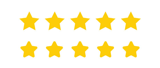 Five star rating vector icon set illustration isolated on white background.