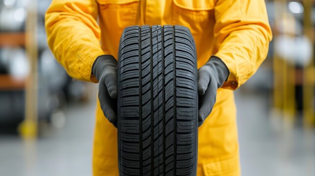 Tire inspection and replacement process automotive workshop high-quality content indoor environment close-up view vehicle maintenance tips