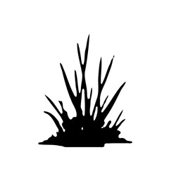 Silhouette of Grass Clump, Monochrome Minimalist Art