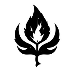 Dramatic Black and White Leaf Flame Illustration