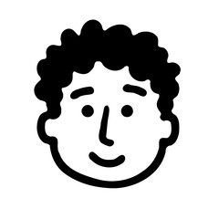 Curly Haired Person Smiling Minimalist Artwork