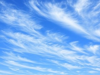 Cirrus Clouds Weaving Through Azure Sky, A Vision of Peaceful Atmosphere