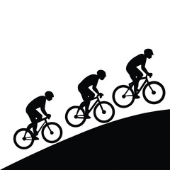 Fototapeta premium Silhouette of a cyclist riding a bike in a vector illustration