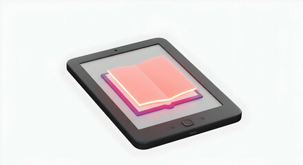 Digital Tablet With Open Book Illustration