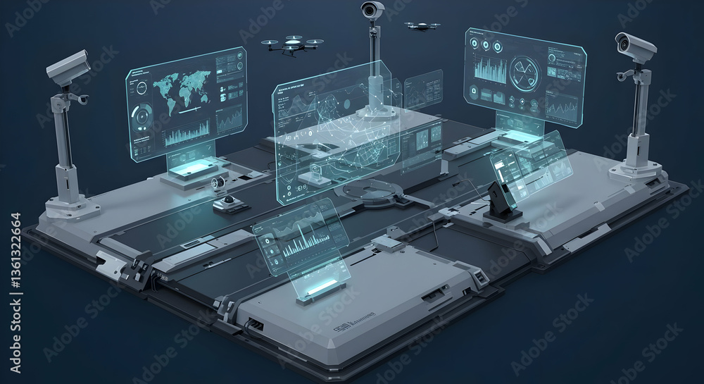 Poster abstract technology digital interface display system