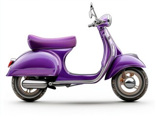 Vibrant Purple Scooter on White Background Perfect for Lifestyle and Urban Transport Concepts