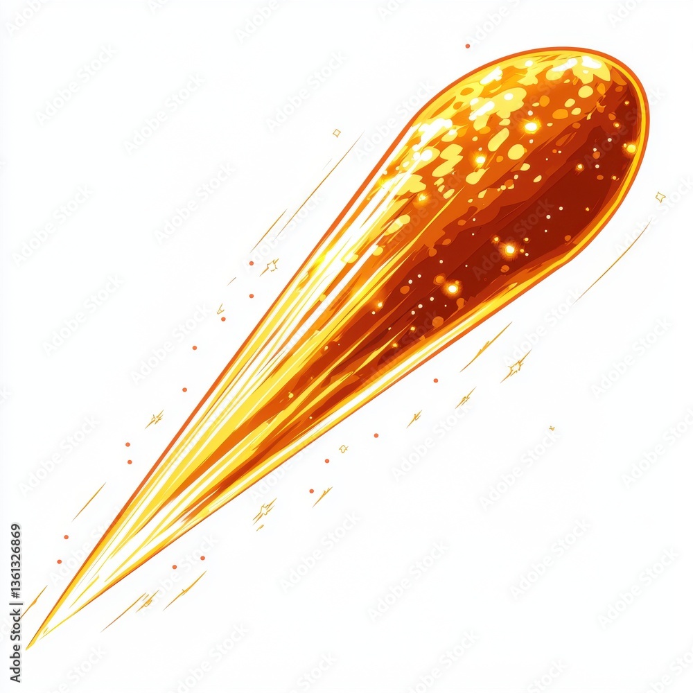 Poster bright golden meteor with shimmering trails illuminating the night sky in a stunning visual pattern