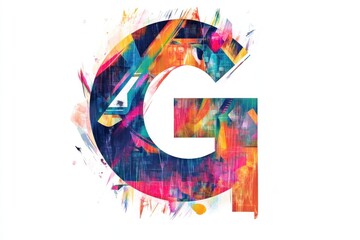 Fototapeta premium vibrant letter g displaying complex geometric shapes with an artistic digital painting effect