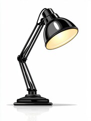 Black desk lamp with adjustable arm and bright light for modern workspaces and creative environments