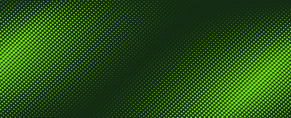 Abstract textured background with a halftone pattern in vibrant green and black gradient tones. © Arina Color