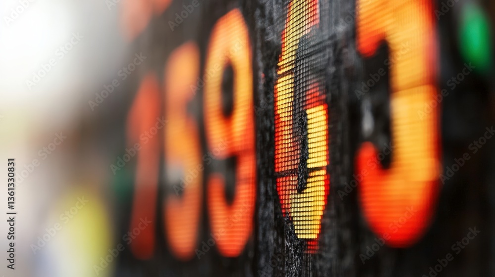 Poster colorful scoreboard display with numbers on white background