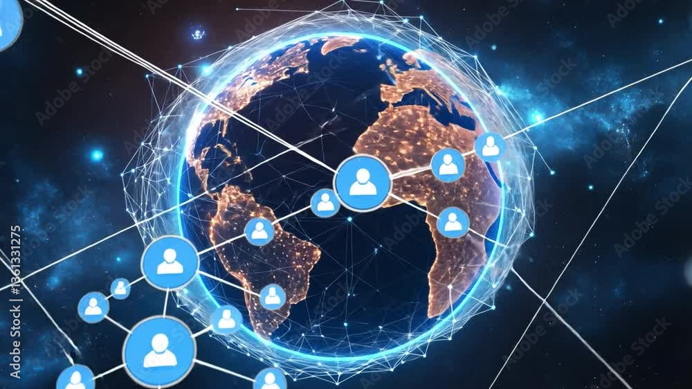 Aufkleber global connectivity: a visual representation of global interconnectedness, highlighting the seamless