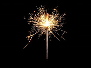 Sparkler Firework Producing Bright Light on Black Background