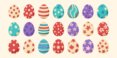 Colorful Easter Egg Patterns Vector Set