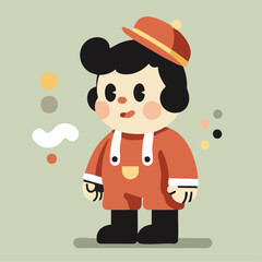 Cute Cartoon Character in Retro Style Vector Illustration