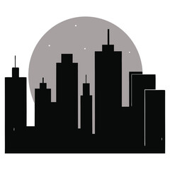 Obraz premium New York's urban skyline silhouette features iconic skyscraper towers against a dark night sky