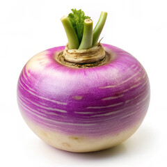 Whole turnip with pale purple skin isolated