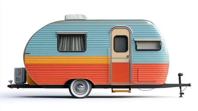 Retro camper van isolated on white background