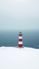 Lighthouse Overlooking a Frozen Bay