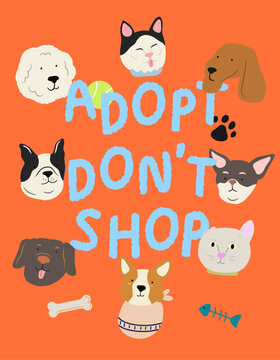 Social Media Banner for Pet Adoption. Adopt Don&rsquo;t Shop. Dog and Cat Rescue Design. Adopt a pet.