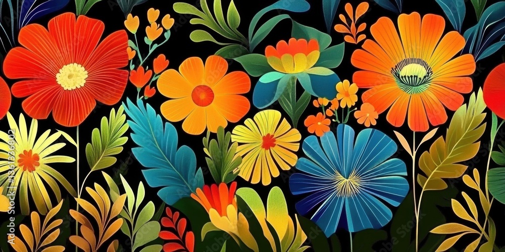 Poster a generative ai graphic showcasing joyful botanical elements.