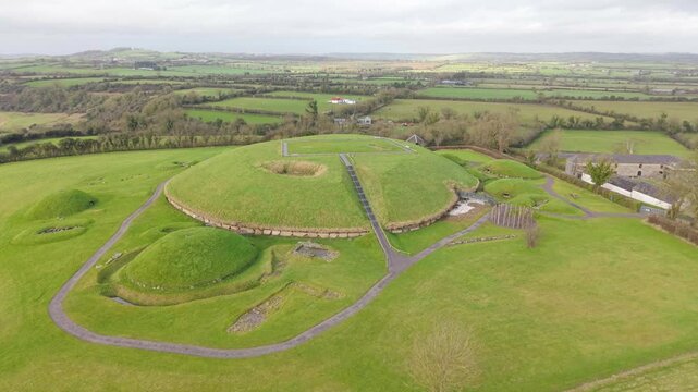 Aerial View Of Knowth, Prehistoric Tombs And Knowth Timber Circle In County Meath, Ireland.