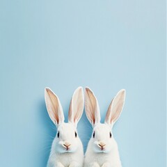 Obraz premium Playful minimalist poster design on a soft pastel blue background.