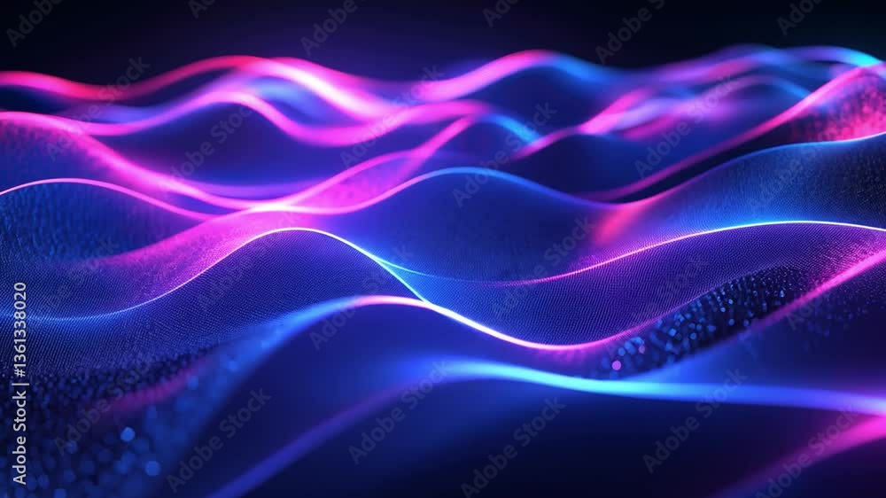 Poster colorful waves of light dynamic flowing pattern of pink and blue, creating mesmerizing visuals that 