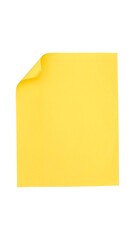 Rectangle shaped yellow paper sticker label isolated on transparent background
