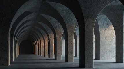 Underground construction chaos exploring gigantic arched structures in a solid concrete environment