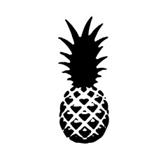 Monochrome Silhouette of Exotic Pineapple Fruit