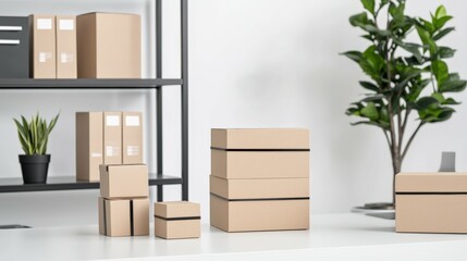 Chic urban setting with a packaging showcase in a modern office