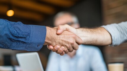 Professionals Shaking Hands in Modern Office Collaboration Scene