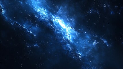 Fototapeta premium A brilliant blue galaxy nebula with numerous tiny stars shown