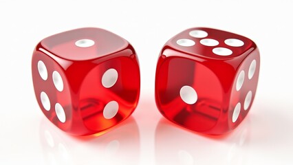 Pair Of Red Dice, Isolated Close-Up