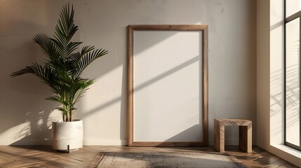 Basic 3D rendering of a wooden frame with a smooth finish, highlighting the organic patterns and simplicity.