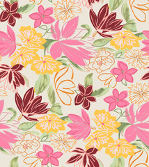 all over design. digital print design. Flower design.all over print.Watercolor iris flowers and abstract illustration. Seamless pattern. Summer, spring design for wallpapers, lights, textiles, texture