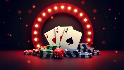 Obraz premium Casino Aces With Chips And Dice