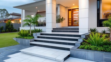 Modern House Entrance Steps & Landscaping - Modern architecture