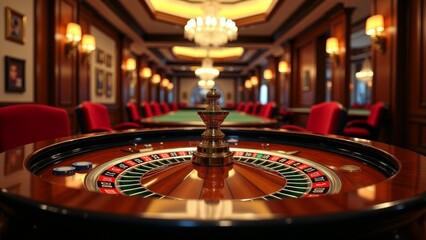Roulette Wheel In Luxury Casino Room
