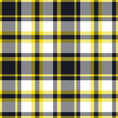 Bright Sun Yellow and Vivid Dark Seamless Tartan Textile Design