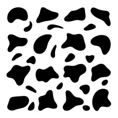 A set of black silhouettes of abstract organic shapes of spots isolated on a white background, flat design, vector illustration. Modern graphic monochrome backgrounds for design with text, background,