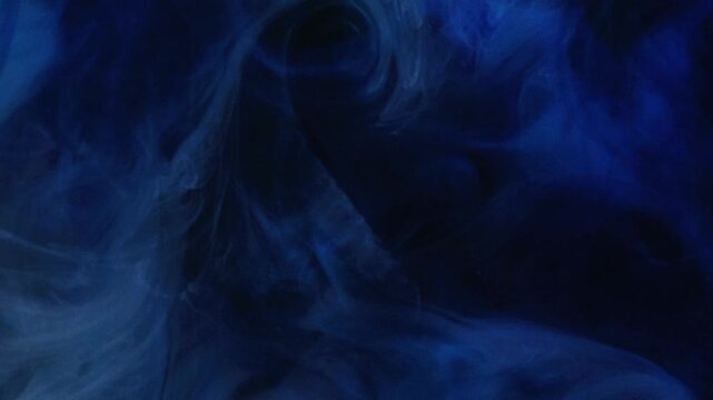 Clouding painting. Oil liquid. Draw water. Shiny swirl. Oracle sphere. Blue color glowing shimmering grain texture cloud on dark black art abstract background.