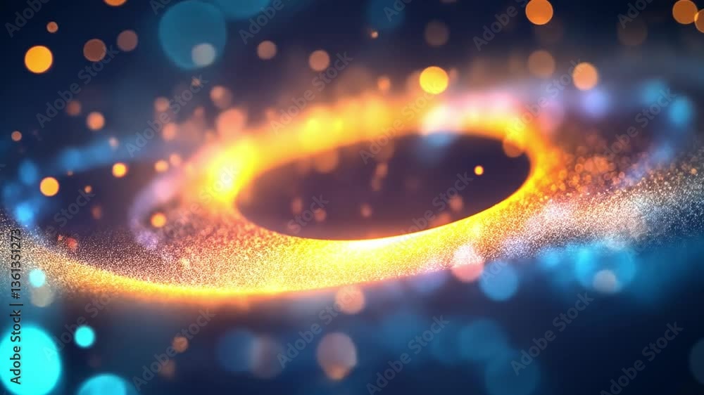Poster mesmerizing abstract background with glowing circular shapes and vibrant bokeh lights in orange and 
